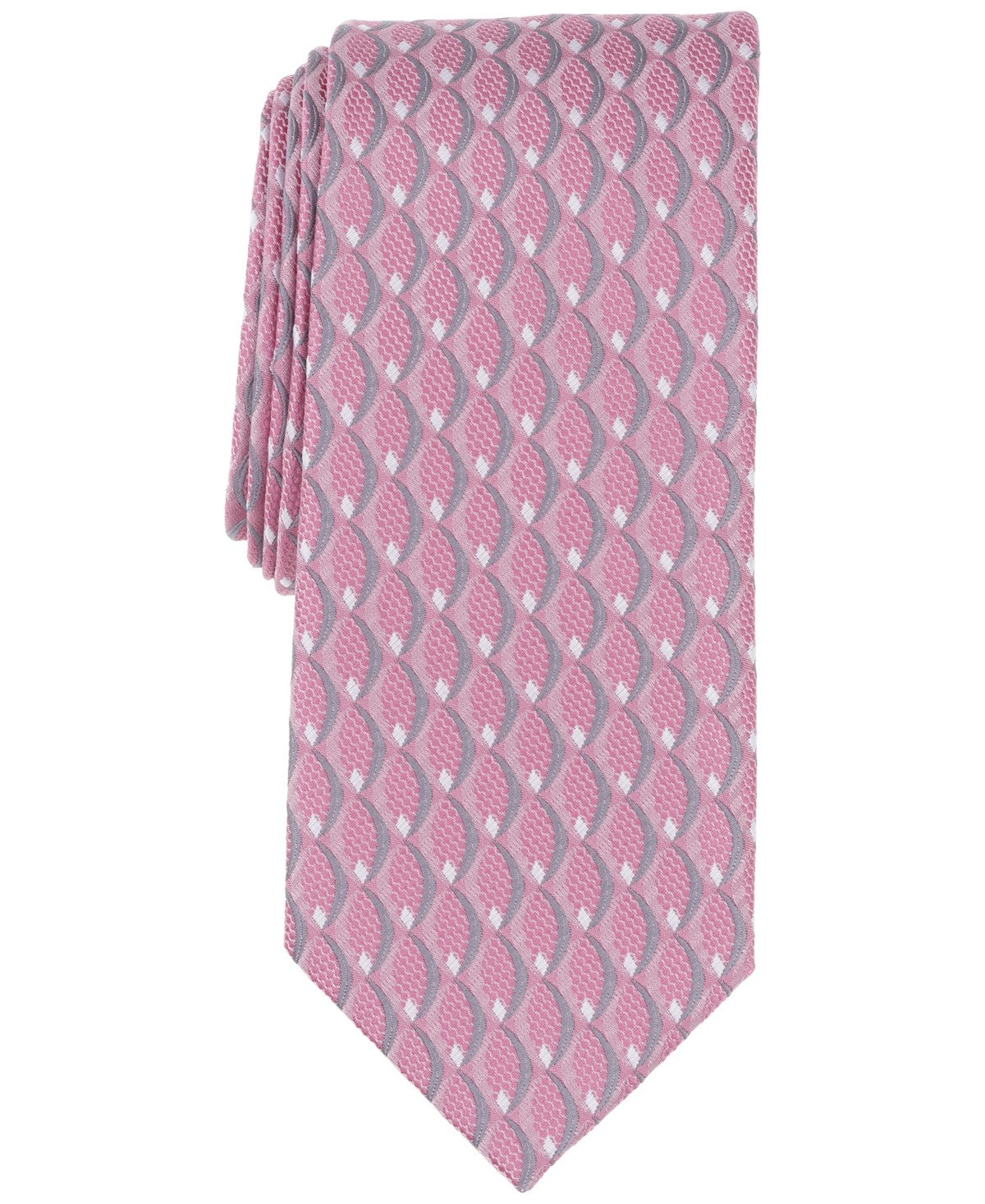 Perry Ellis Mens Oren Geo-Pattern Neck Tie Pink