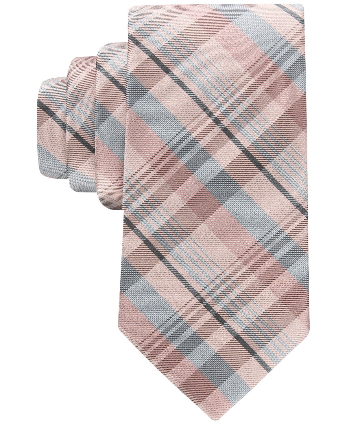 Calvin Klein Mens Bunker Plaid Neck Tie Orange Peach