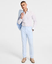 Bar Iii Mens Slim fit Dress Pants 30 / 30 Light Blue Solid Stretch Linen