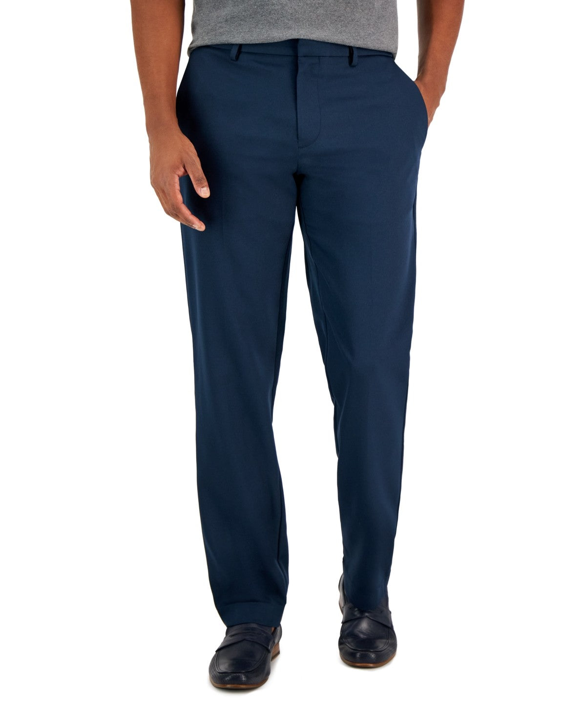 Perry Ellis Mens Modern fit Dress Pants 42 / 30 Navy Blue Solid