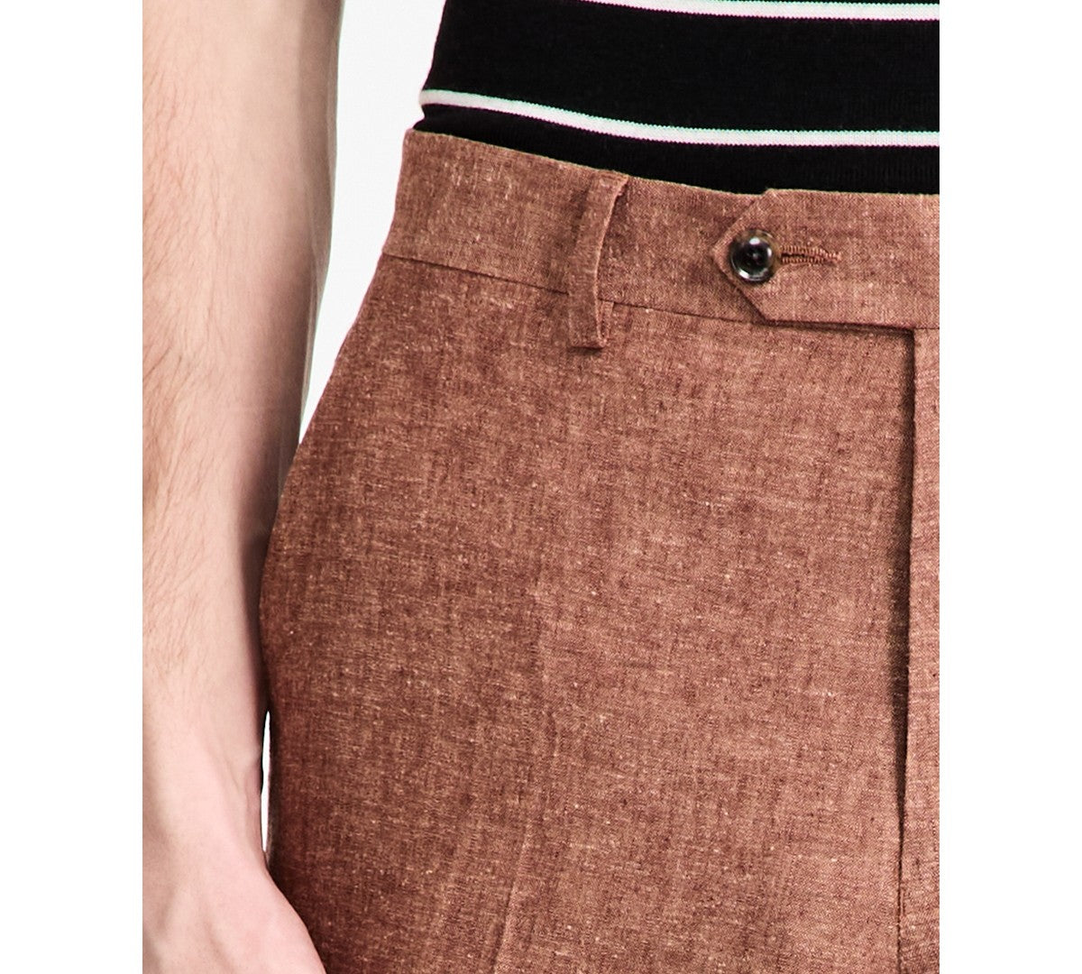 Tommy Hilfiger Mens Modern fit Linen Dress Pants 42 / 30 Brown Solid