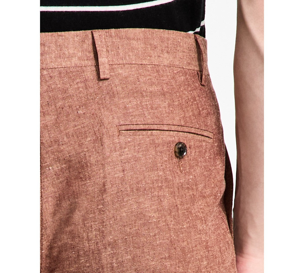 Tommy Hilfiger Mens Modern fit Linen Dress Pants 42 / 30 Brown Solid