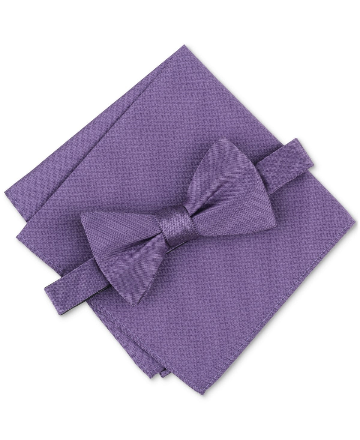 Alfani Mens Textured Bow Tie & Pocket Square Set Purple Eggplant