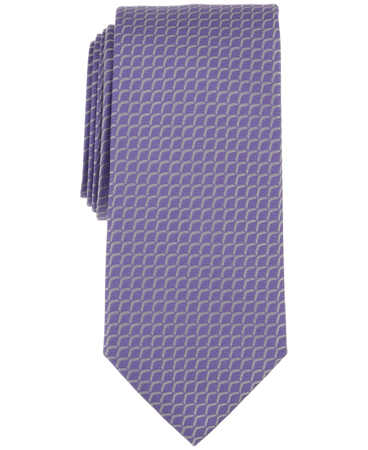 Michael Kors Mens Sandler Geo-Pattern Neck Tie Purple Lilac Grey