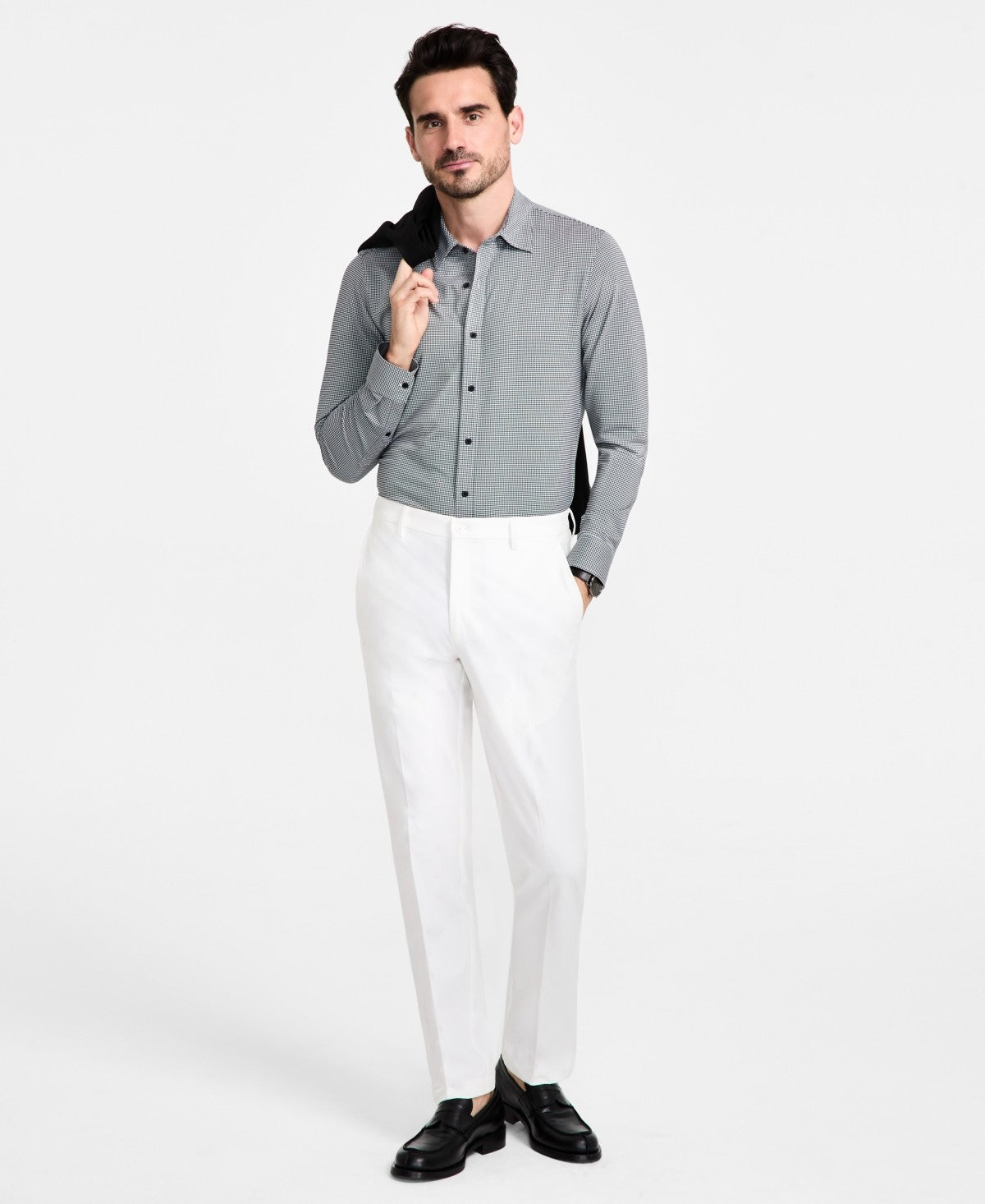 Michael Kors Mens Classic fit Cotton Dress Pants 42 / 36 White Solid