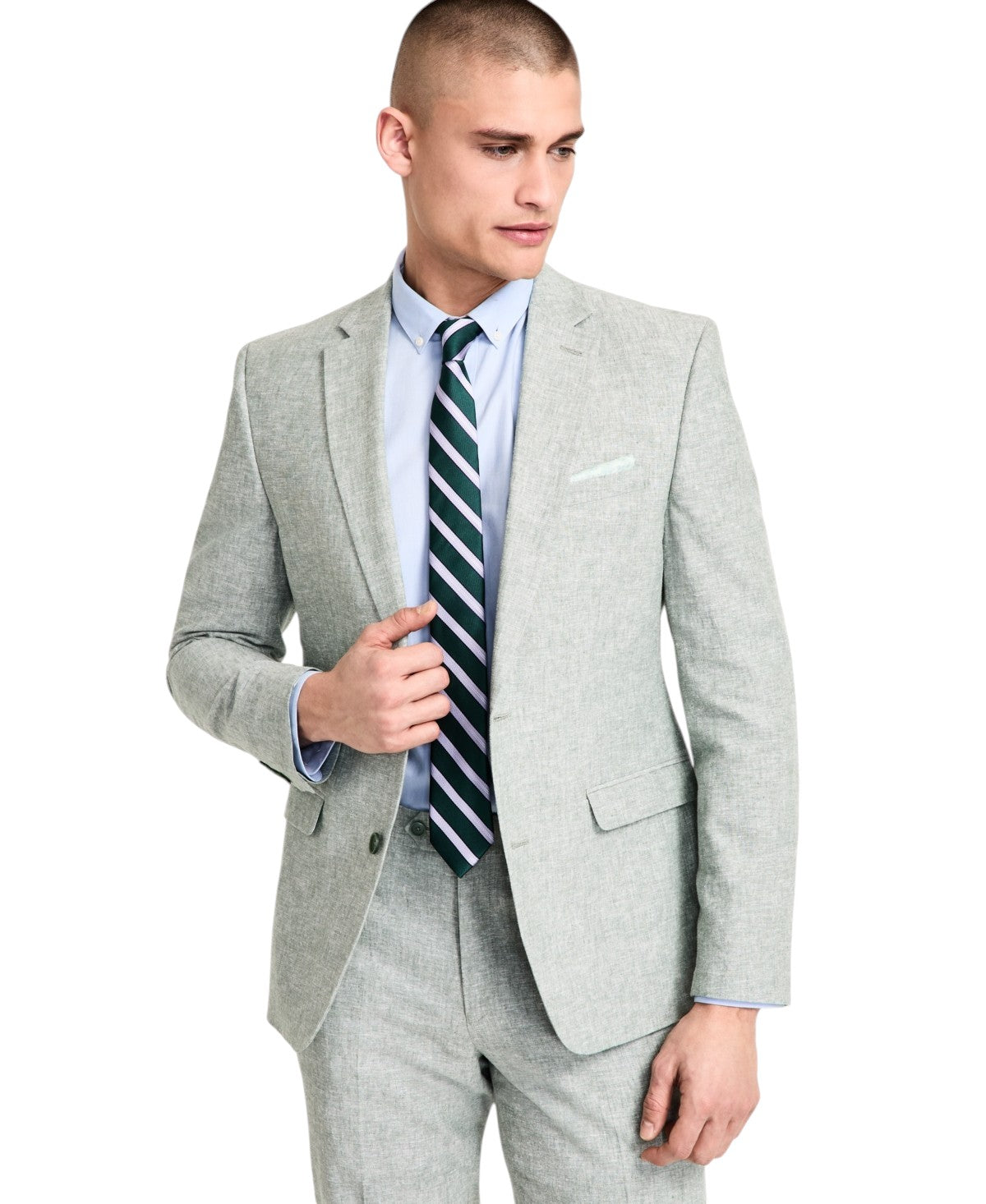 Bar Iii Mens Slim fit Suit Jacket Blazer 36 R Green Solid Linen