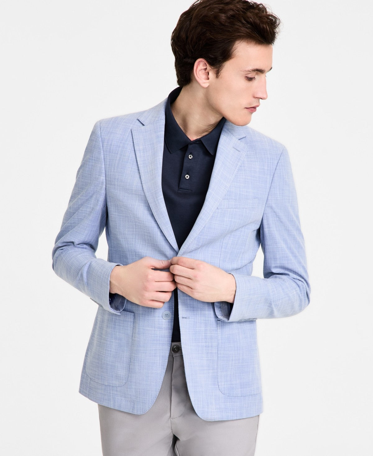 Calvin Klein Mens Slim fit Sport Coat Blazer 40 R Powder Blue Solid