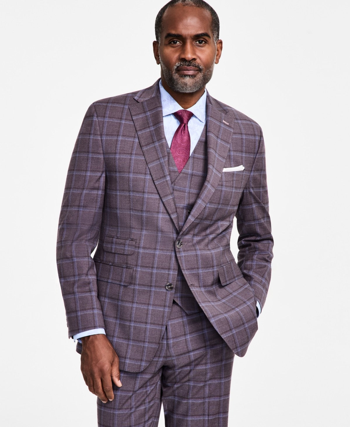 Tayion Mens Regular fit Suit Jacket Blazer 42 R Purple Plaid