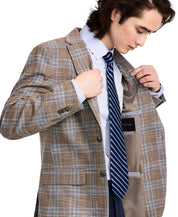 Tommy Hilfiger Mens Modern fit Sport Coat Blazer 38 R Tan Blue Plaid