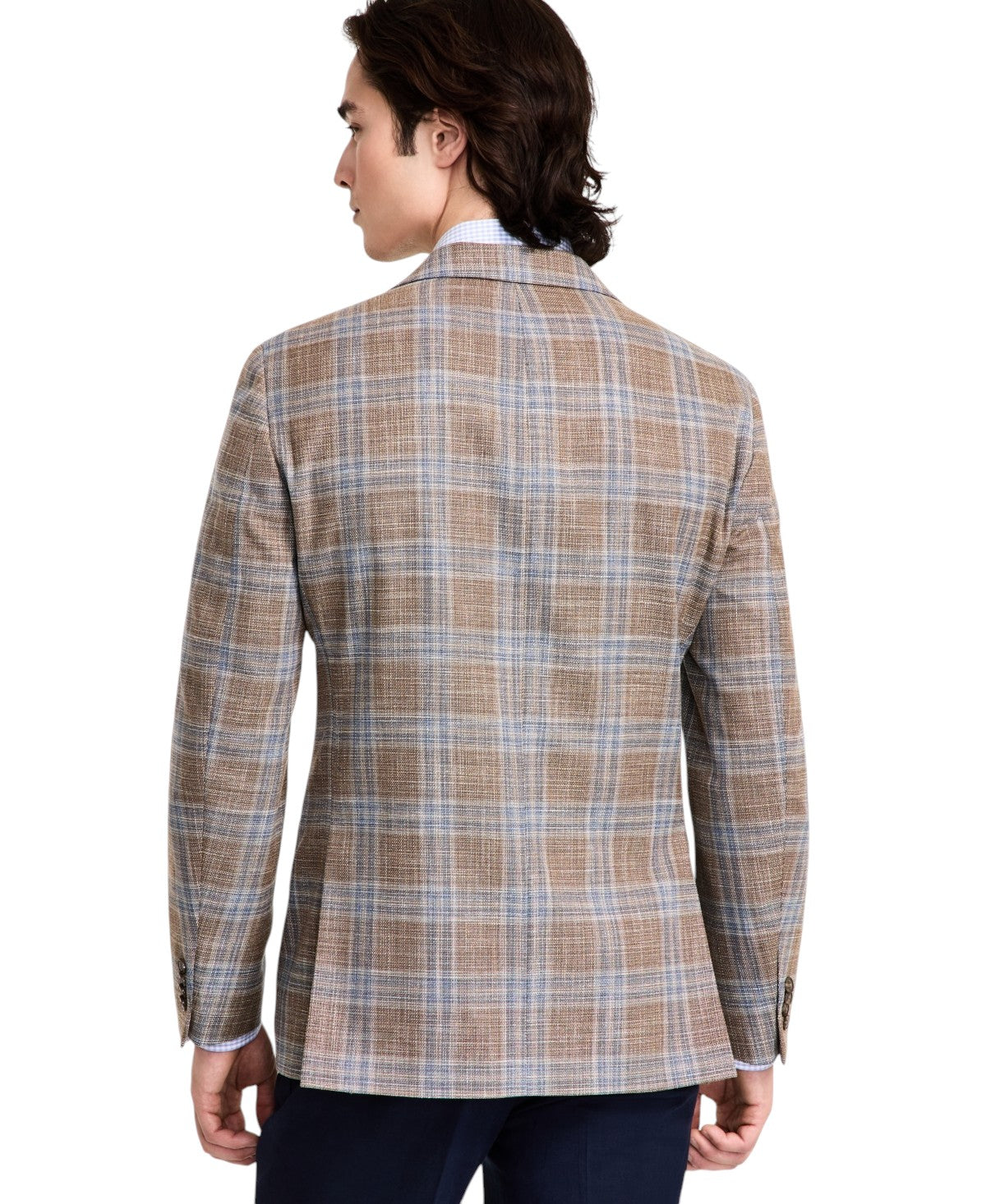 Tommy Hilfiger Mens Modern fit Sport Coat Blazer 38 R Tan Blue Plaid