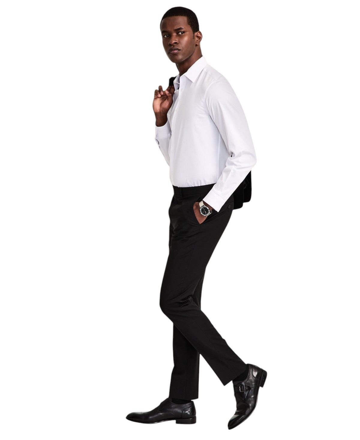 Calvin Klein Mens Skinny fit Wool Dress Pants 36 / 34 Black Solid