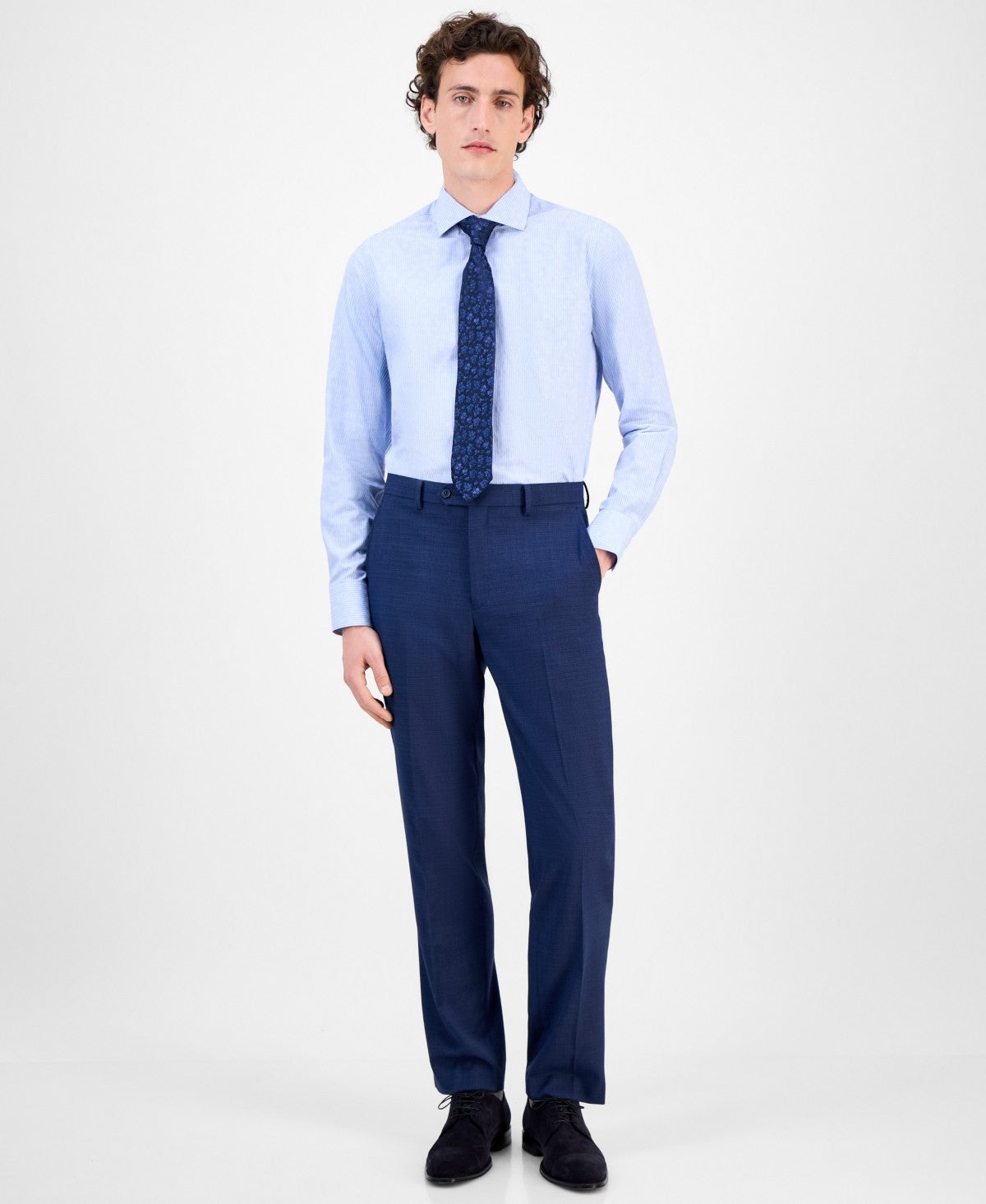 Tallia Mens Classic fit Dress Pants 32 / 30 Navy Blue Solid