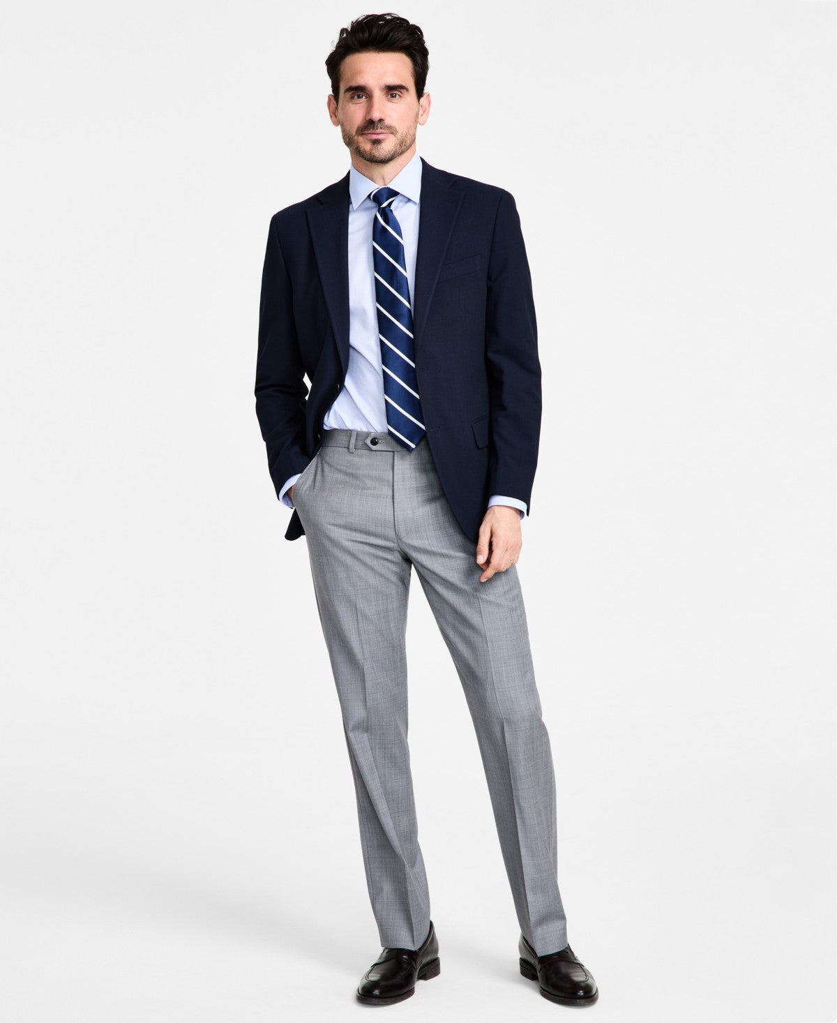 Michael Kors Mens Classic fit Sport Coat Blazer 40 S Navy Blue Solid Stretch