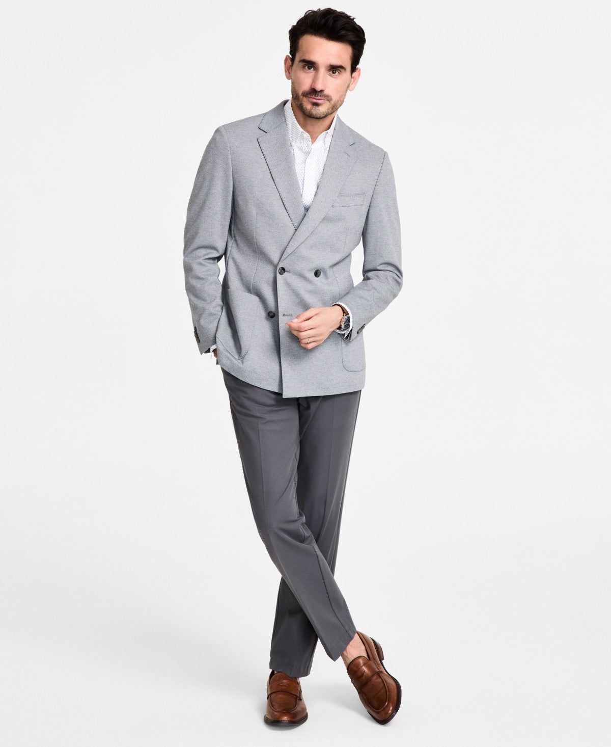 Michael Kors Mens Classic fit Double Breasted Sport Coat Blazer 52 R Grey