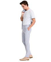 Calvin Klein Mens Skinny fit Dress Pants 32 / 34 Light Blue Striped Linen