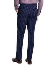 Tayion Mens Regular fit Dress Pants 34 / 30 Navy Blue Striped