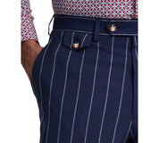 Tayion Mens Regular fit Dress Pants 34 / 30 Navy Blue Striped