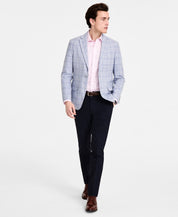Tommy Hilfiger Mens Modern fit Linen Cotton Sport Coat Blazer 38 L Blue Plaid