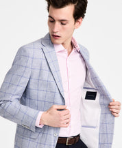 Tommy Hilfiger Mens Modern fit Linen Cotton Sport Coat Blazer 38 L Blue Plaid