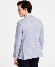 Tommy Hilfiger Mens Modern fit Linen Cotton Sport Coat Blazer 38 L Blue Plaid