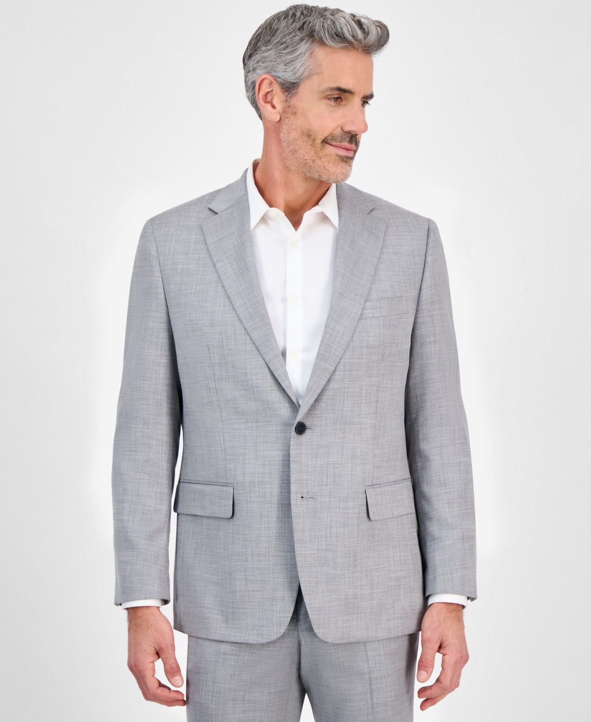Tallia Mens Classic fit Suit Jacket Blazer 42 L Light Grey Solid
