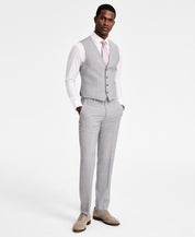 Calvin Klein Mens Slim fit Button-Up Suit Vest Large Light Grey Solid Stretch