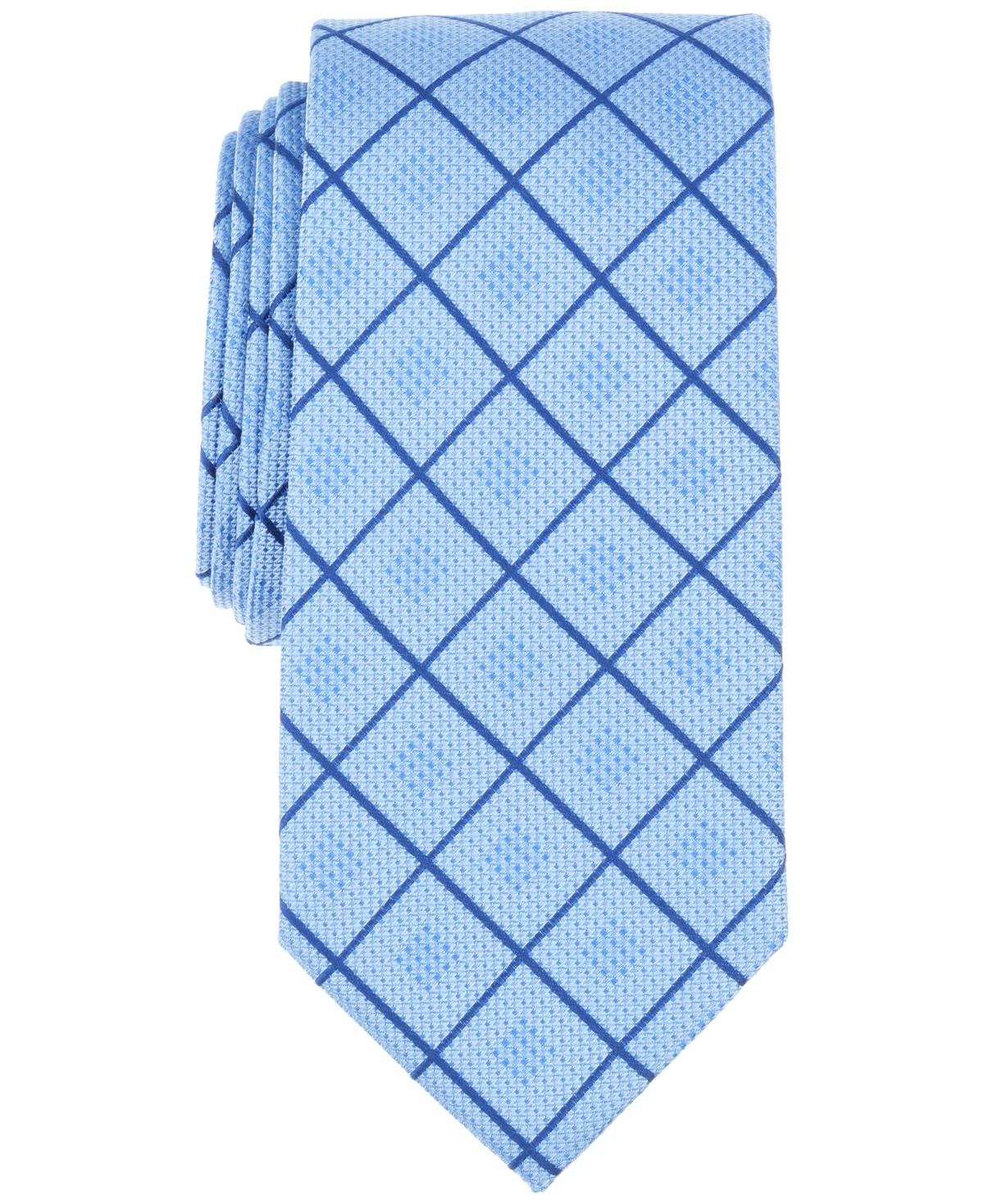 Michael Kors Mens Baine Grid Neck Tie Blue Light Blue