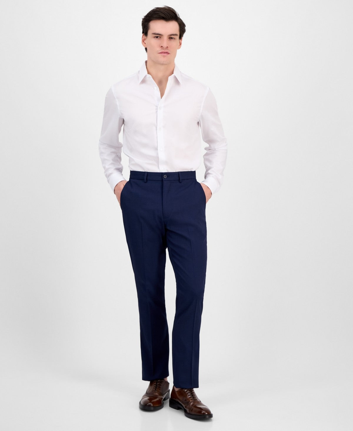 Dkny Mens Modern fit Dress Pants 40 / 30 Navy Blue Solid Stretch
