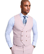 Tayion Mens Regular fit Double Breasted Button-Up Suit Vest XL Pink Plaid