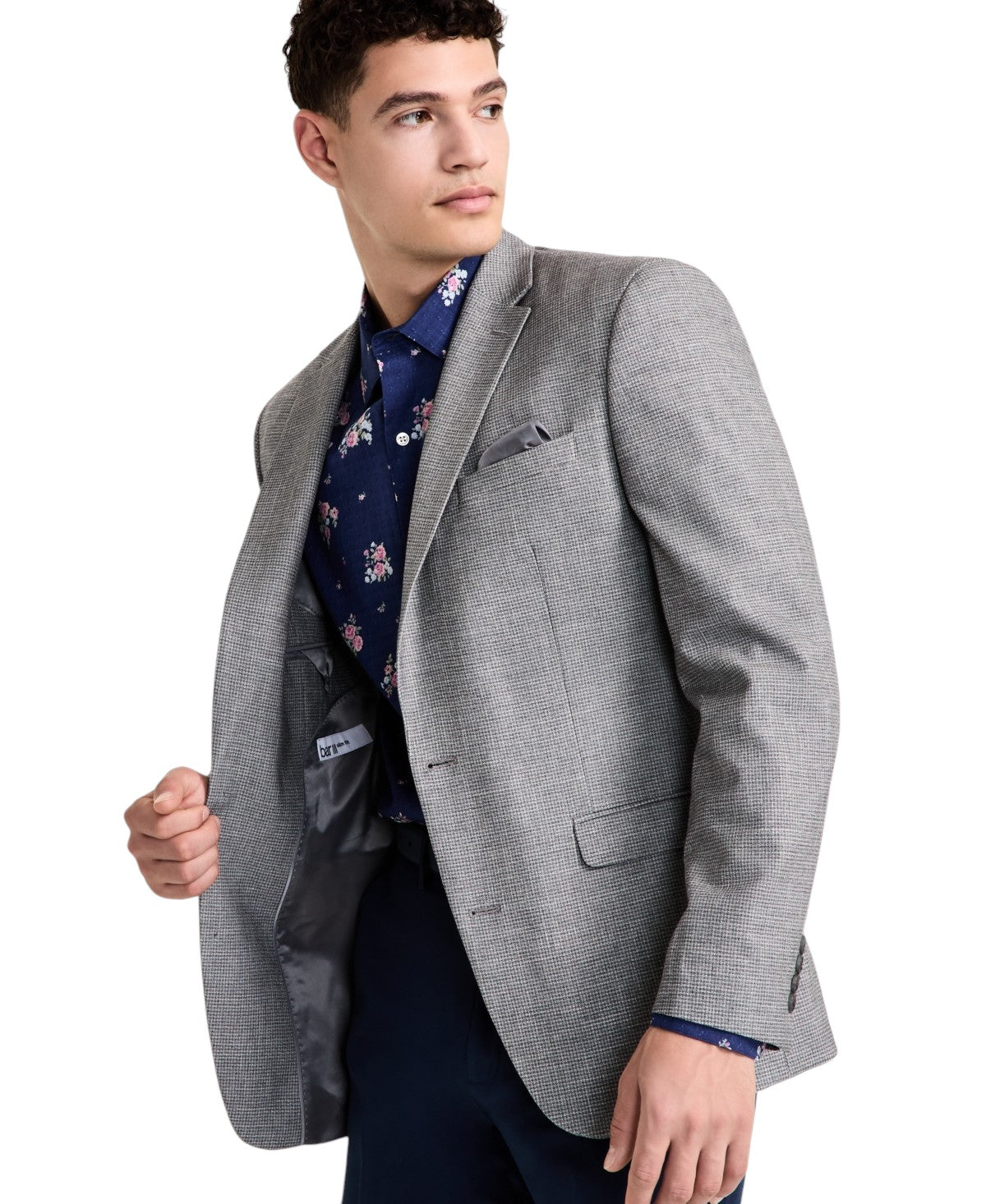Bar Iii Mens Slim fit Sport Coat Blazer 44 R Mid Gray Check