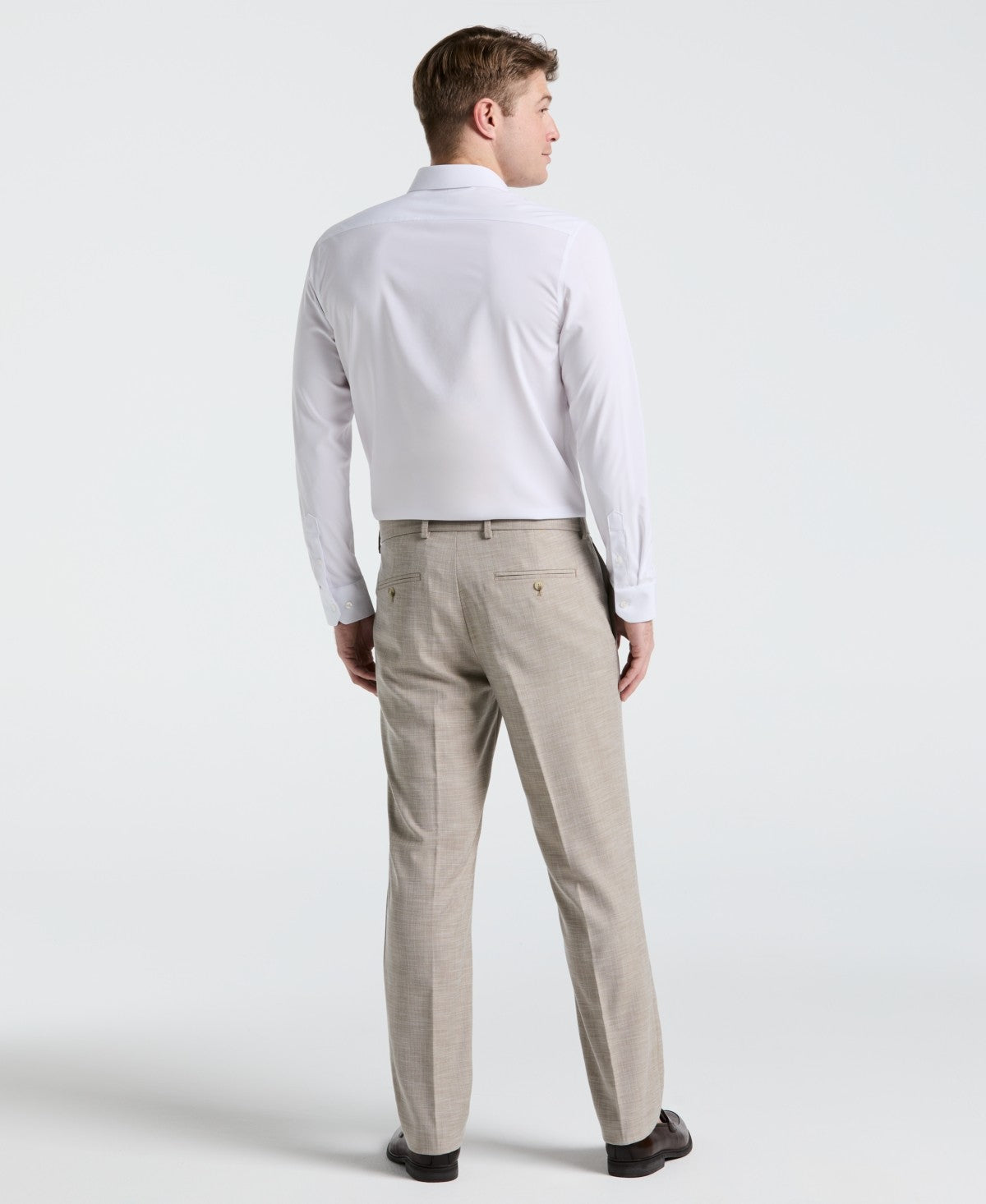 Perry Ellis Portfolio Men's Modern Fit Sharkskin Dress Pants - Dusty Khaki