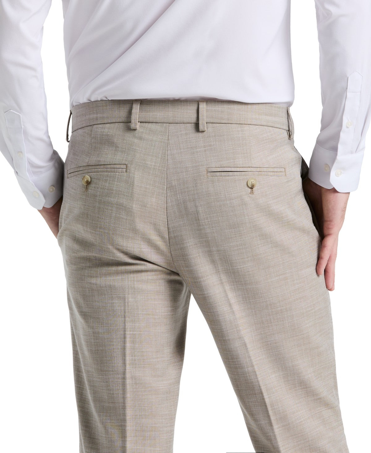 Perry Ellis Portfolio Men's Modern Fit Sharkskin Dress Pants - Dusty Khaki
