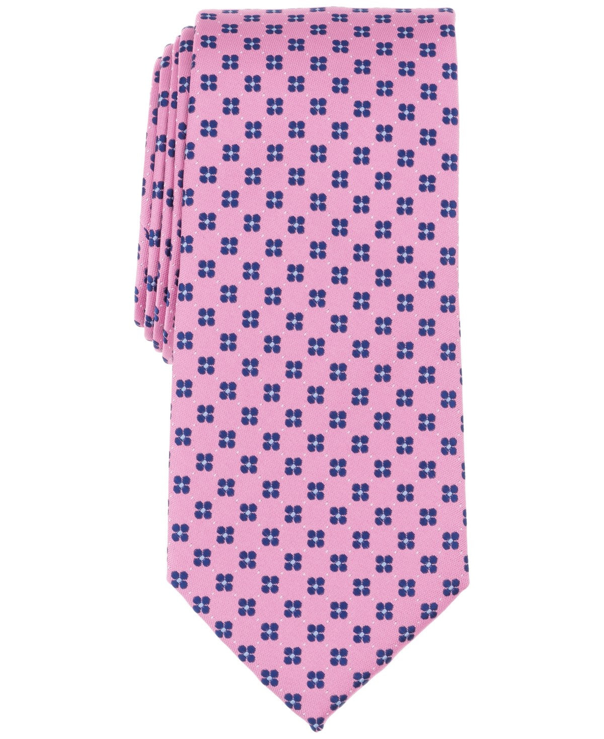 Club Room Mens Dovekie Box-Pattern Neck Tie Pink Navy Blue Floral