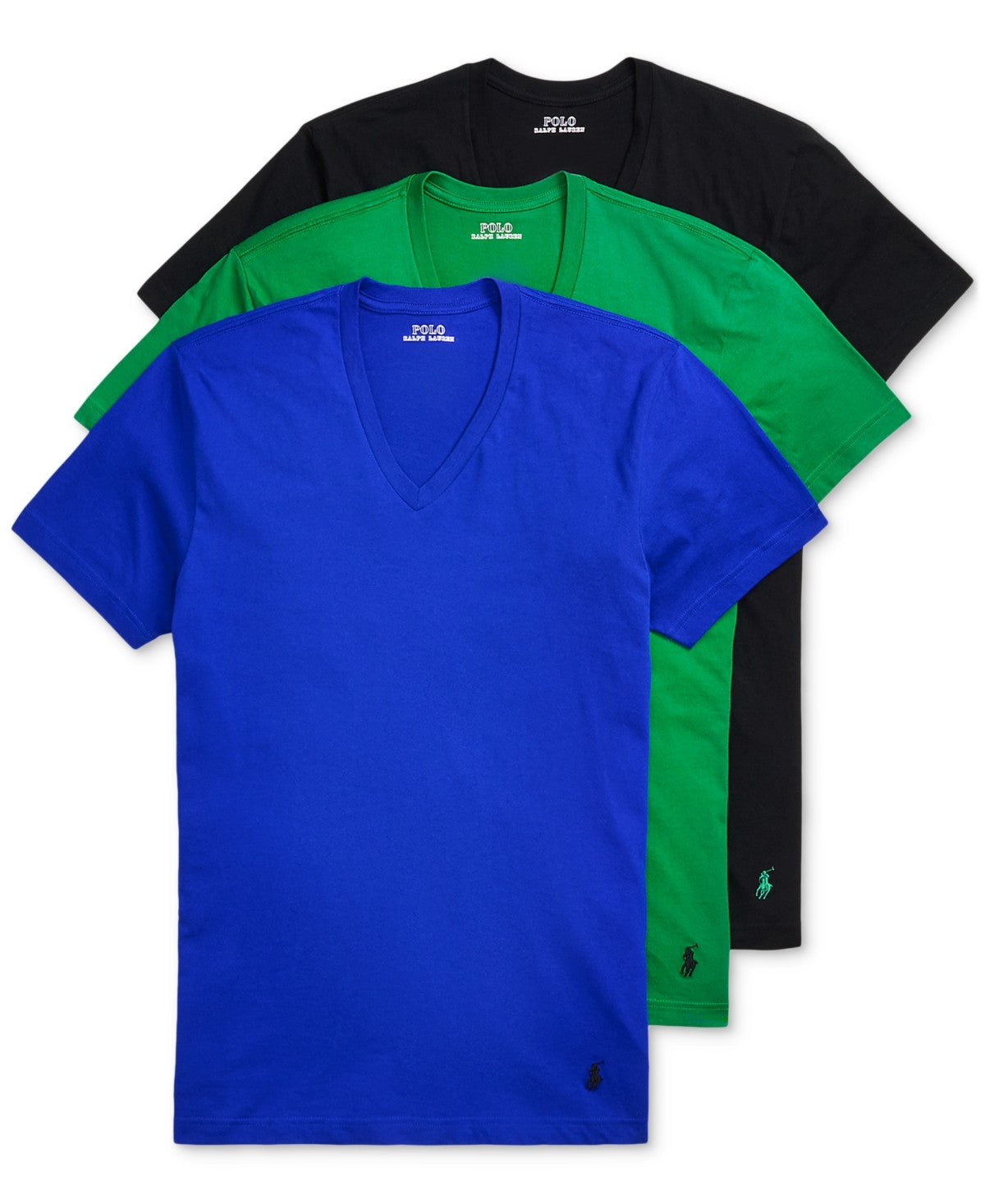 Polo Ralph Lauren Mens 3 Pack V Neck Classic Undershirts Multi Royal Blue Medium