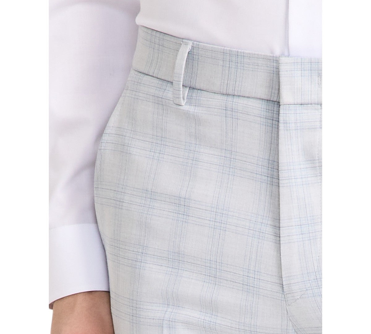 Tommy Hilfiger Mens Modern fit Dress Pants 42 / 32 Light Gray Plaid