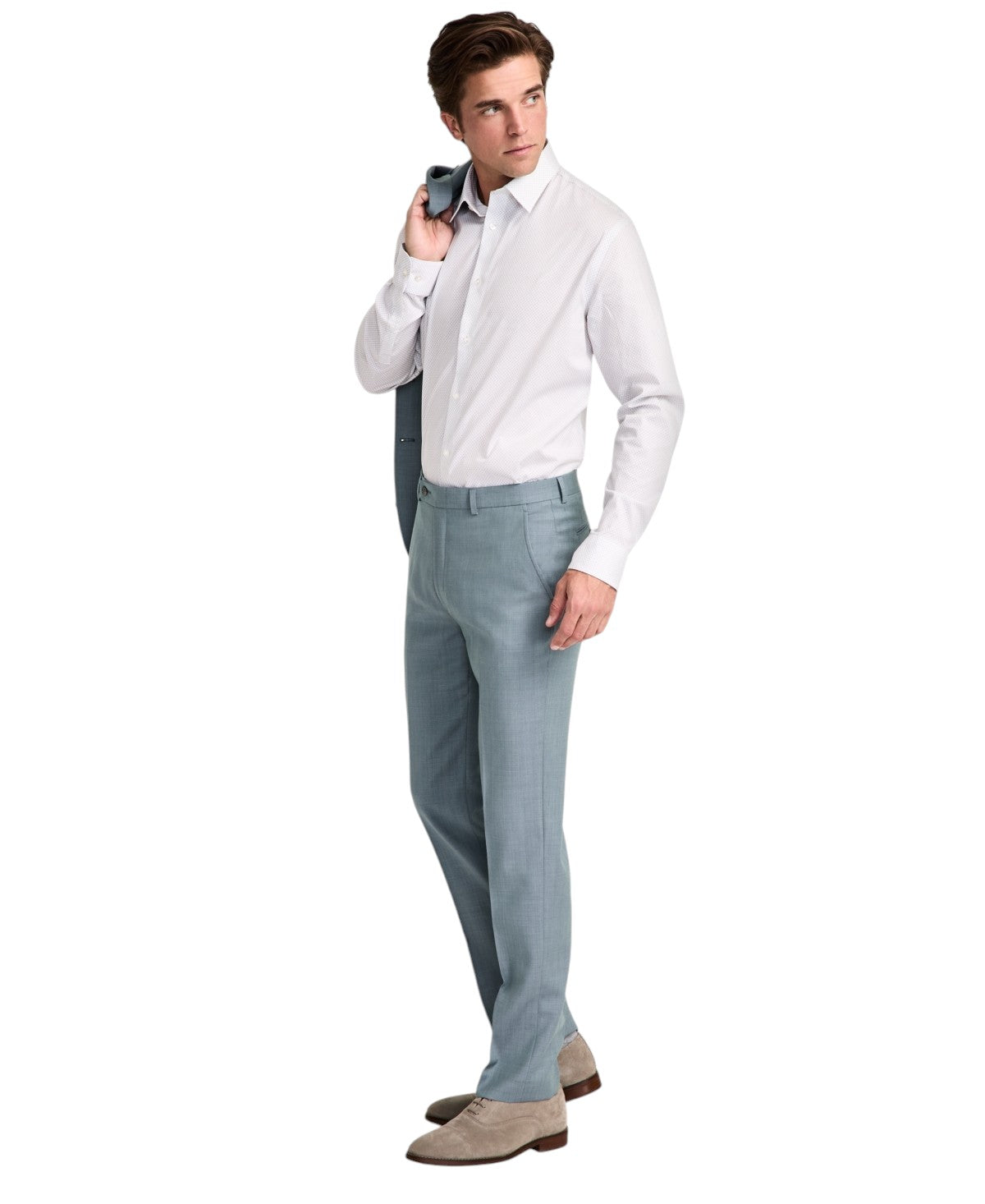 Calvin Klein Mens Slim fit Dress Pants 42 / 30 Green Solid Stretch Wool