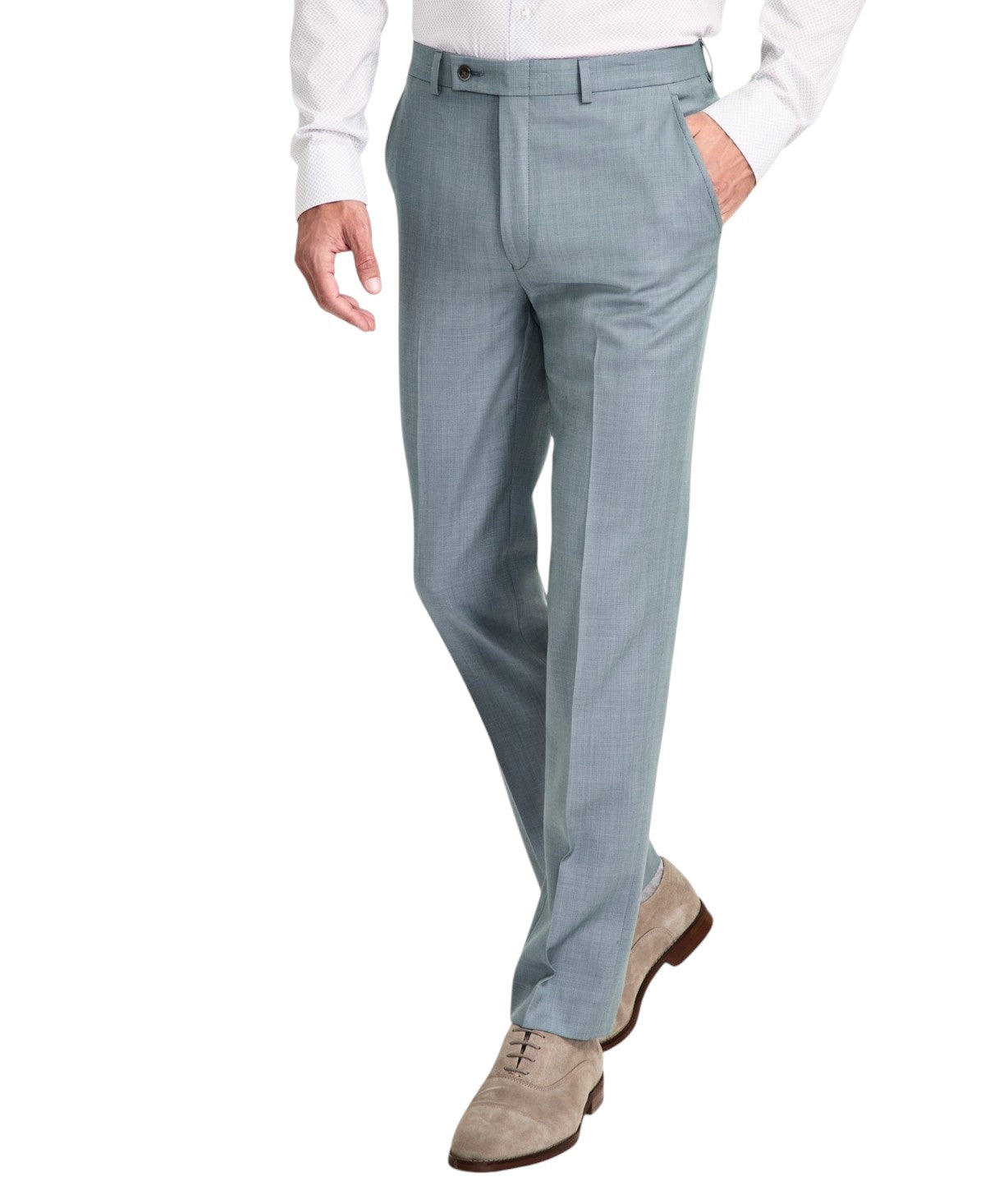 Calvin Klein Mens Slim fit Dress Pants 42 / 30 Green Solid Stretch Wool