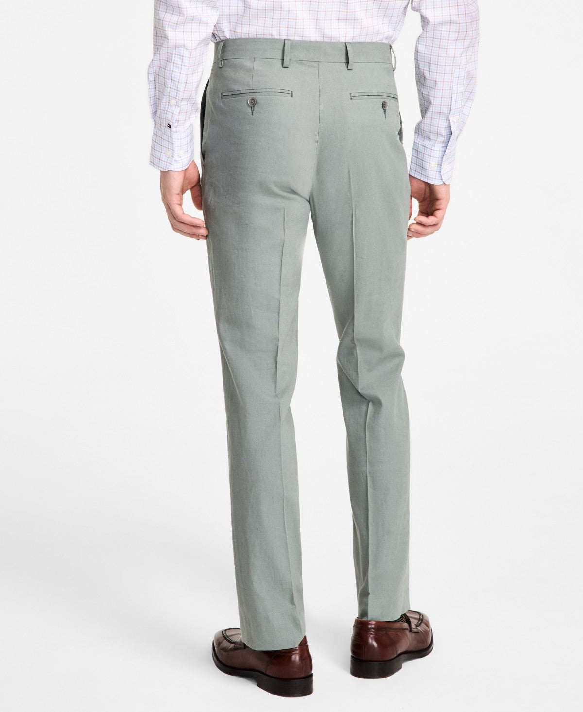 Tommy Hilfiger Mens Modern fit Linen Dress Pants 46 / 34 Sage Solid