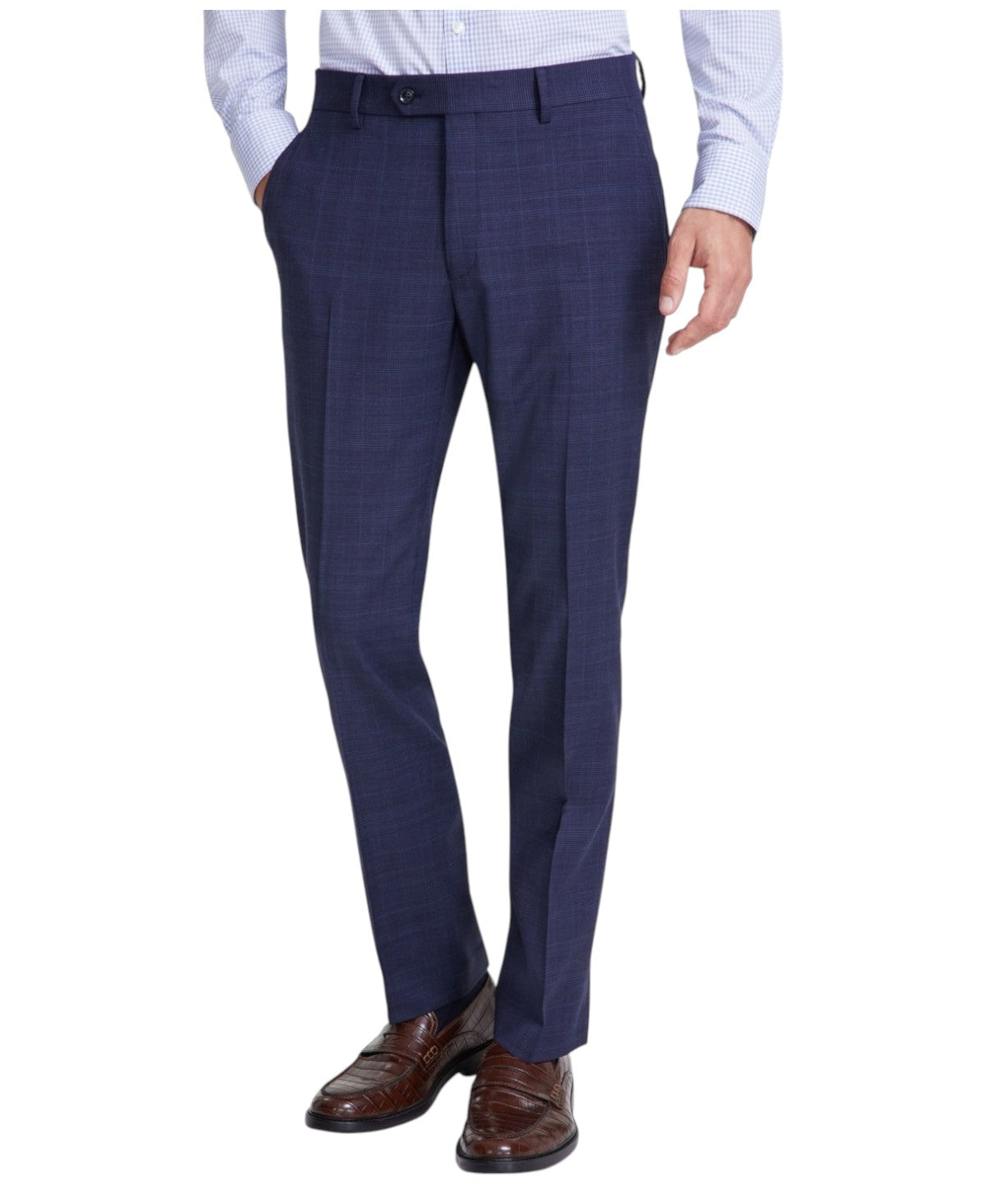 Tommy Hilfiger Mens Modern fit Dress Pants 32 / 30 Navy Blue Plaid Stretch