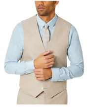 Tommy Hilfiger Mens Modern fit Button-Up Suit Vest Medium Beige Solid Stretch