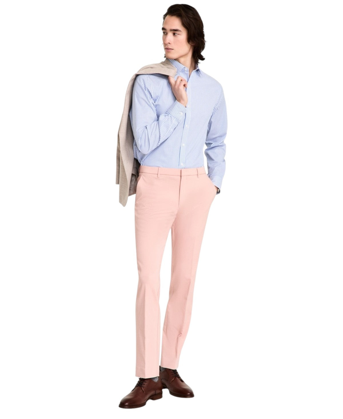 Tommy Hilfiger Mens Modern fit Dress Pants 38 / 30 Pink Solid