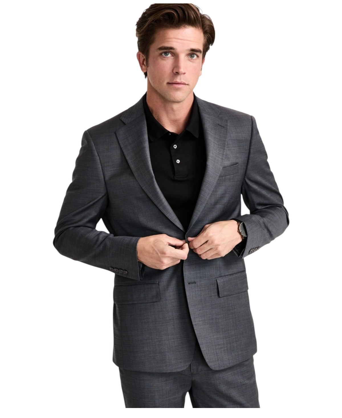Calvin Klein Mens Slim fit Suit Jacket Blazer 44 L Gun Metal Grey Solid Stretch