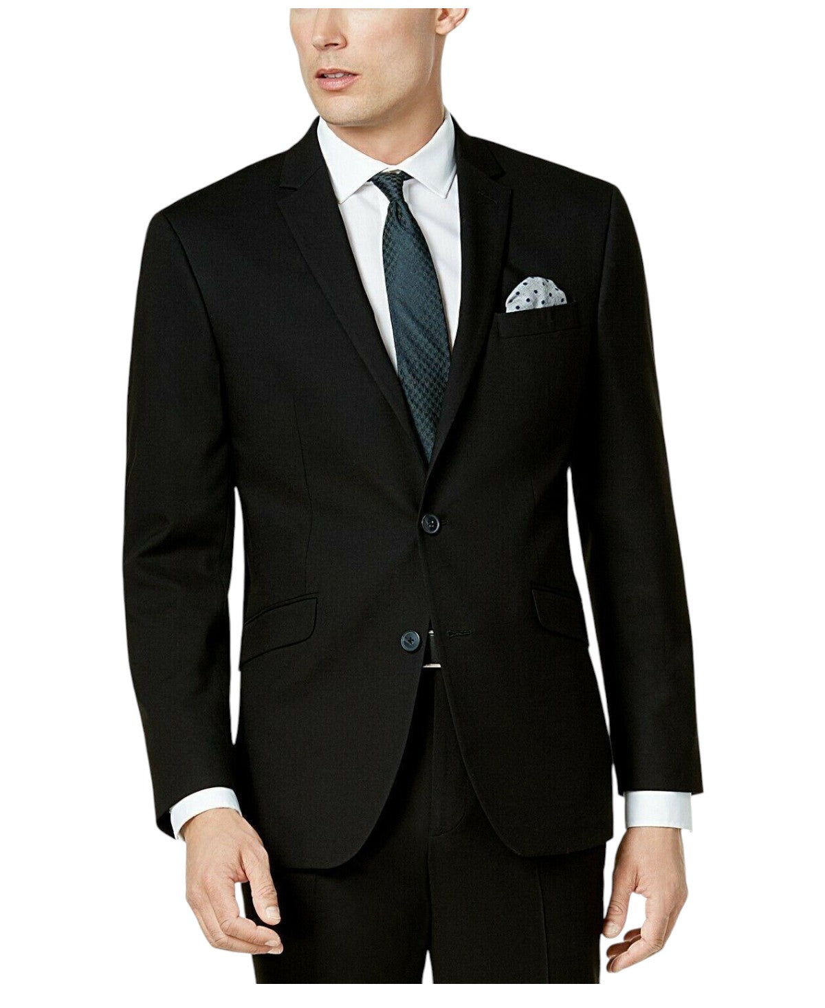 Kenneth Cole Mens Slim fit Suit Jacket Blazer 40 S Black Solid Stretch