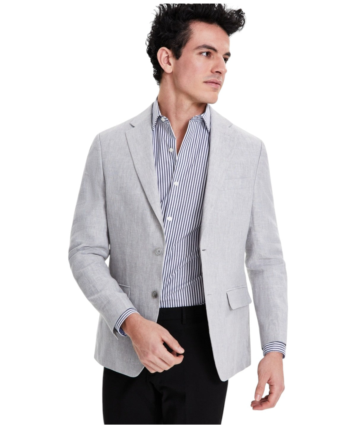 Tommy Hilfiger Mens Modern fit Sport Coat Blazer 36 S Light Grey Solid Linen