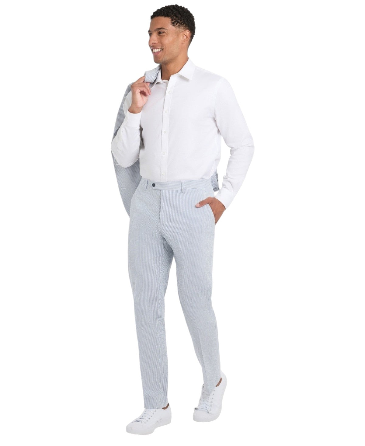 Tommy Hilfiger Mens Classic fit Dress Pants 35 / 32 Light Blue White Striped