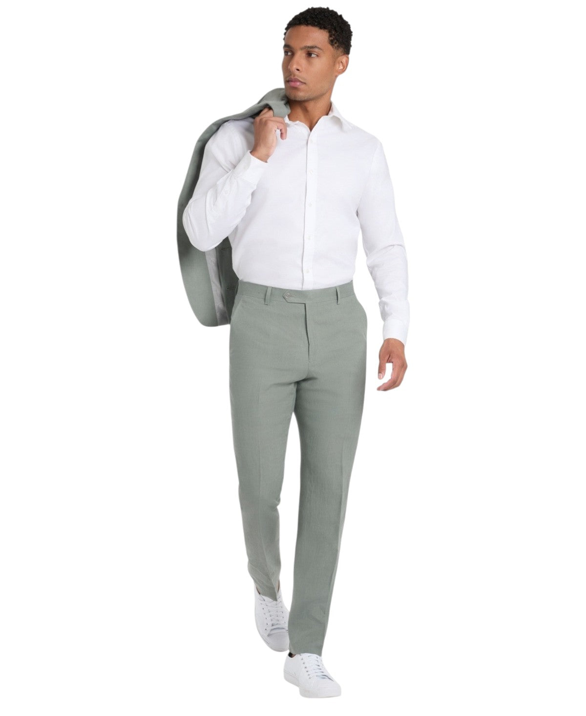Tommy Hilfiger Mens Modern fit Dress Pants 34 / 32 Sage Green Solid Linen