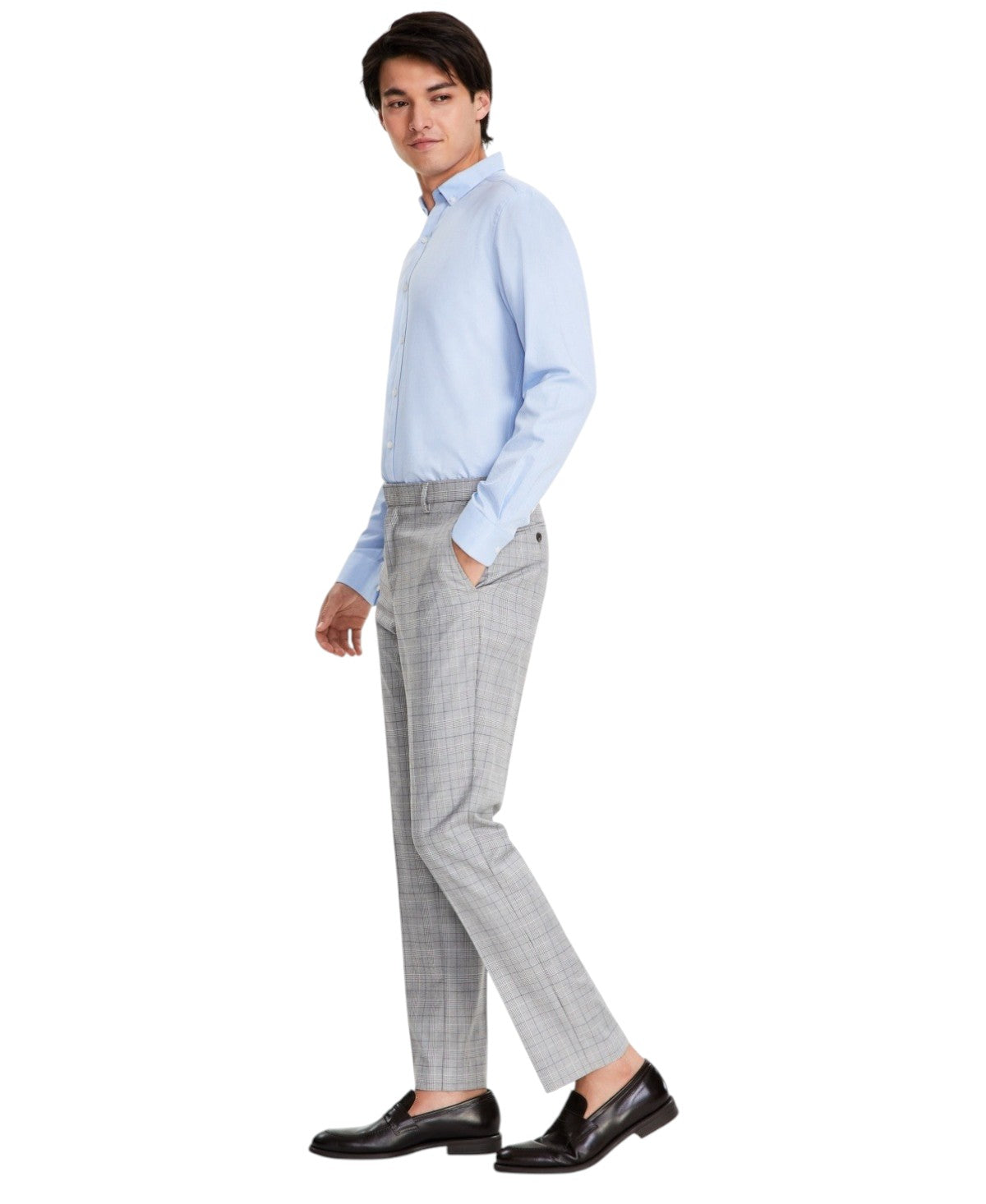 Tommy Hilfiger Mens Modern fit Dress Pants 38 / 34 Light Grey Plaid Stretch