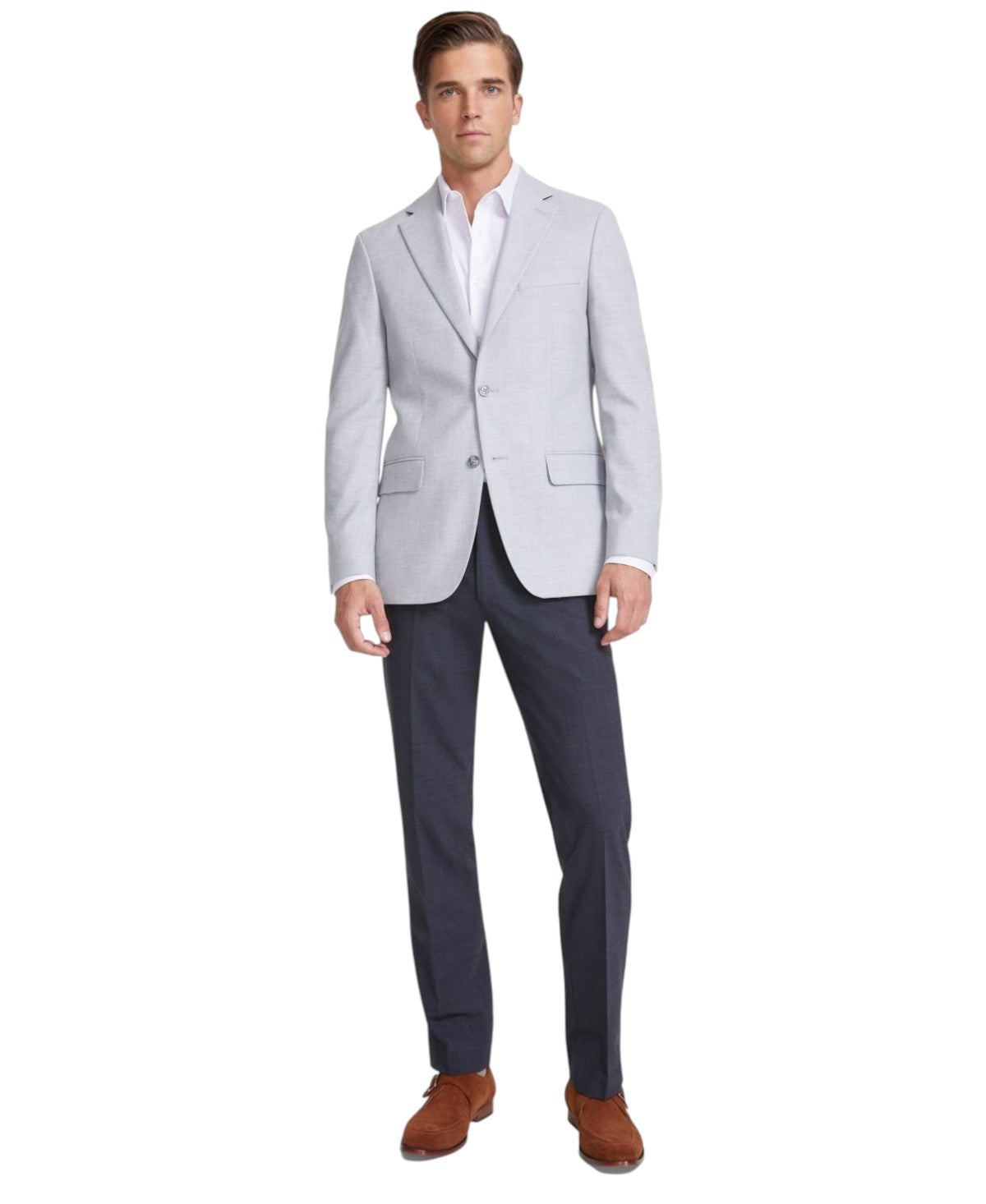 Tommy Hilfiger Mens Modern fit Sport Coat Blazer 40 S Light Grey Solid Stretch