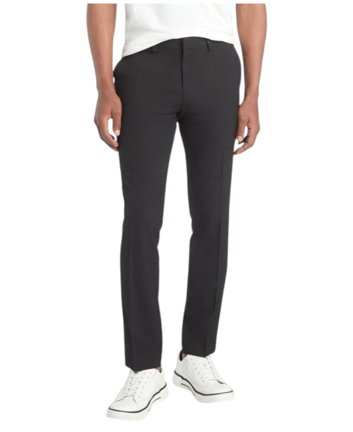 Kenneth Cole Mens Slim fit Dress Pants 30 / 32 Black Solid Stretch