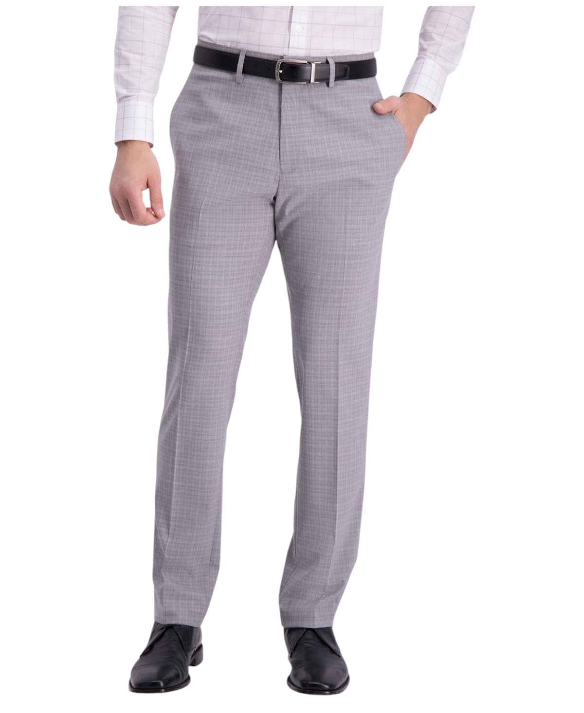Kenneth Cole Mens Slim fit Dress Pants 36 / 30 Light Grey Check Stretch